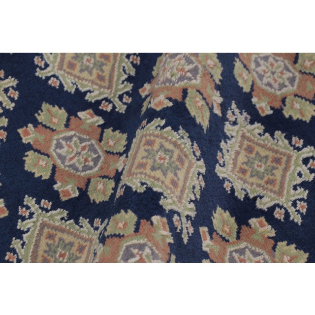 Textile Vintage Bokhara Rug in Deep Navy With Geometric Patterns - Rug & Kilim For Sale - Image 7 of 8