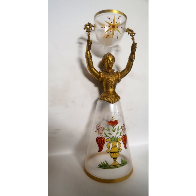 19th Century German Blown Glass Wedding Cup - Exquisite Flowers in an Urn, and Loving Wish! Attributed to Fritz Heckert (German 1837 - 1887). For Sale - Image 11 of 16