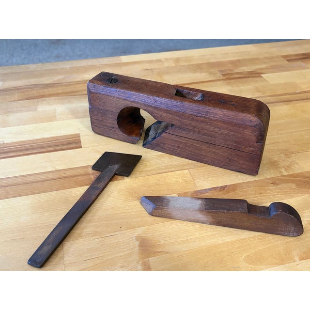 Antique Handcrafted Wood Plane 9.5 Inches Long With a Forged Steel Cutting Blade For Sale - Image 10 of 10