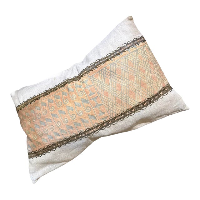 Vintage Italian Line and Fortuny Pillow For Sale