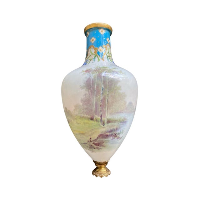 Antique Sevres Porcelain 19th Century Signed C. Velly It is only the vase body base part - not a complete vase 14” tall 7”...
