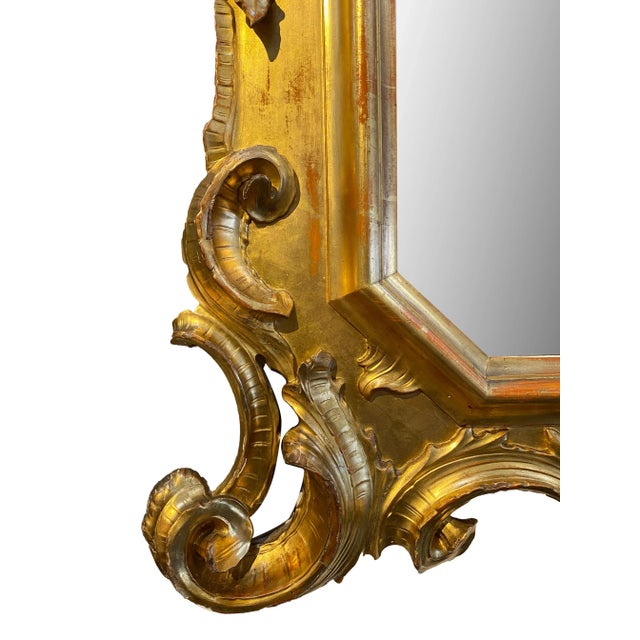 Brown 19th Century Baroque Style Carved Gold Gilt Mirror Lombardo Veneto circa 1810 For Sale - Image 8 of 10