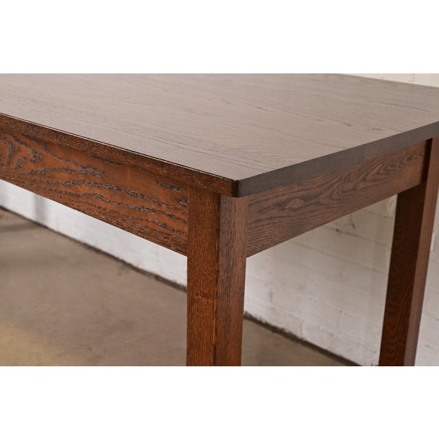 Wood Late 20th Century Stickley Style Mission Oak Arts & Crafts Harvest Farmhouse Dining Table, Newly Refinished For Sale - Image 7 of 11