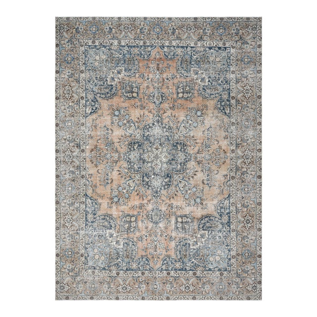 1970s Vintage Persian Handmade Wool Cotton Orange Area Rug For Sale