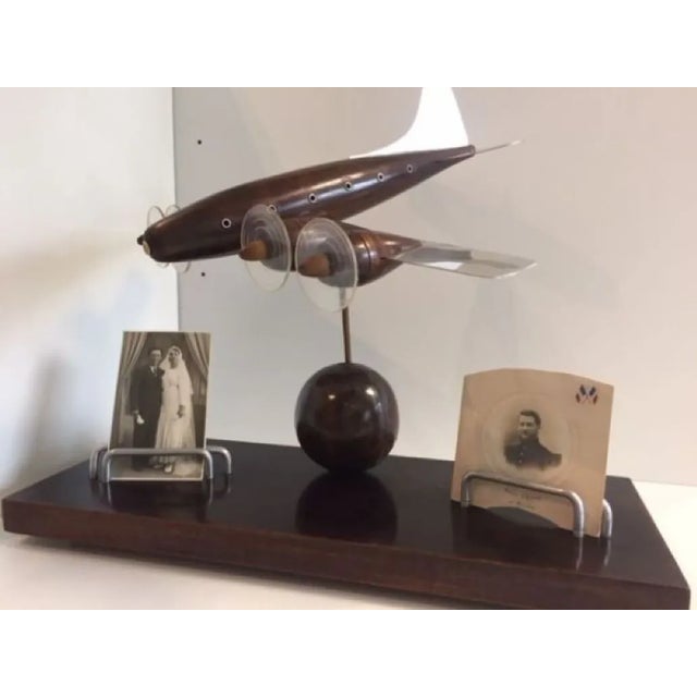 Art Deco Rosewood Wooden Desk Airplane Model, 1940s For Sale - Image 10 of 12