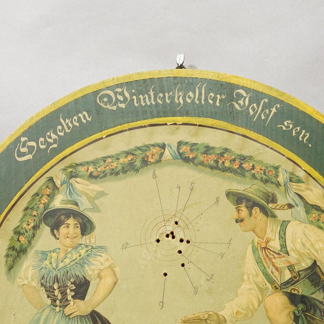 Antique Honor Target With Bavarian Dancing Couple, Germany 1930 For Sale - Image 4 of 8