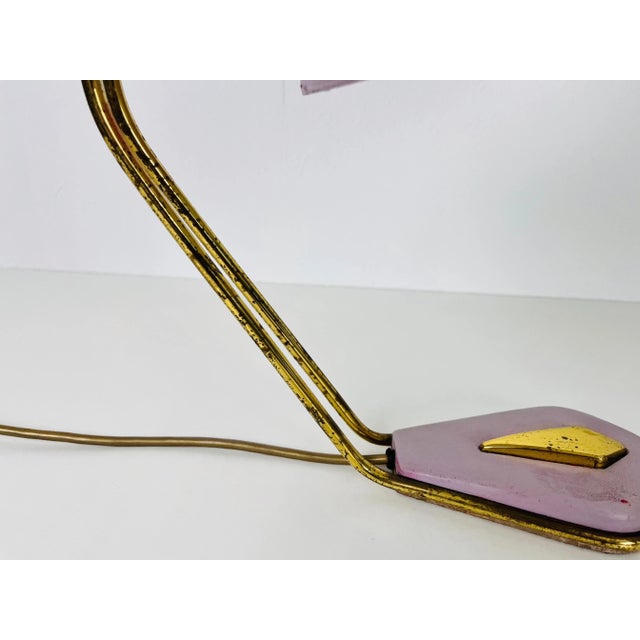 Italian Brass and Violet Table Lamp, 1960s, Italy For Sale - Image 10 of 10