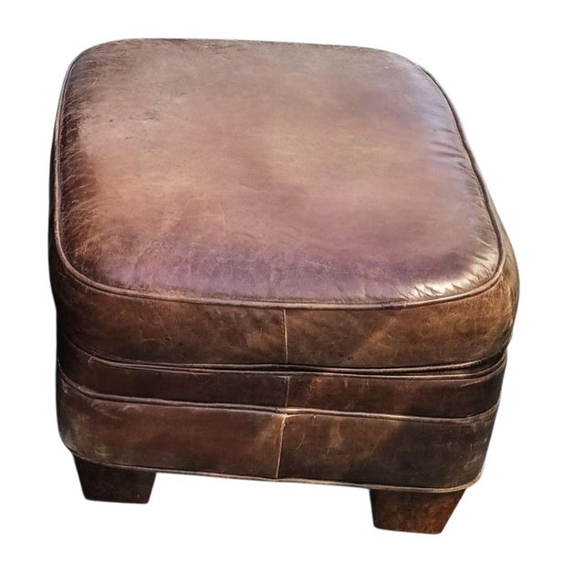 Some Chairs Fill a Space. A Vintage Classic Leather Chair & Ottoman Command It. For Sale - Image 11 of 12