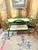 Mid 20th Century Vintage Mid-Century Aldo Tura Style Rattan and Faux Malachite Bar Cart - Newly Painted For Sale - Image 5 of 11