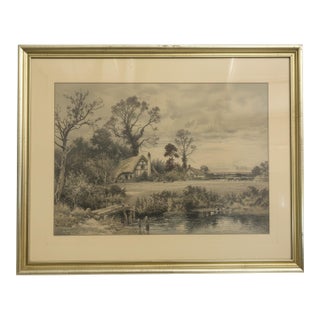 Antique “A Gleam Before the Storm” Landscape Print After b.w. Leader, Framed For Sale