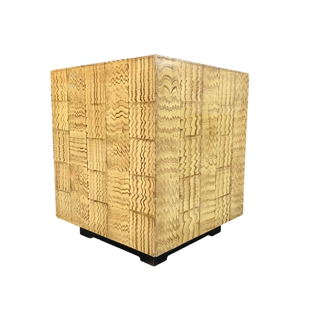 Mid-Century Modern Vintage Faux Wood Grain Painted Side Table For Sale - Image 3 of 9