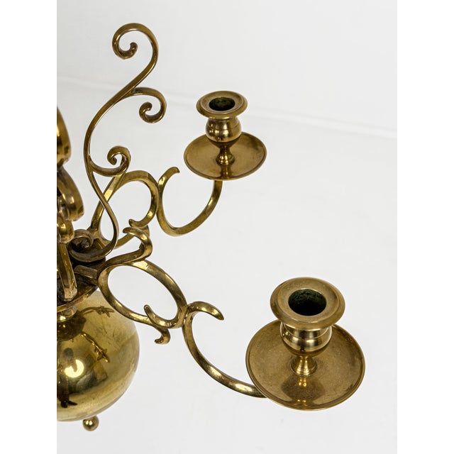 20th Century Swedish Brass Five-Arm Chandelier by Skultuna, Sweden, 1950 For Sale - Image 4 of 5