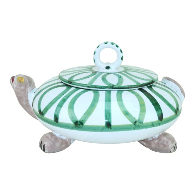 Italian Ceramic Turtle Covered Dish, 1960's For Sale