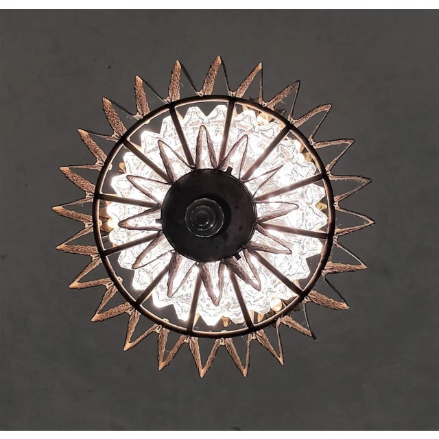 Brass Original 1960's Glass and Gilt Steel Lantern With Flowers For Sale - Image 8 of 13