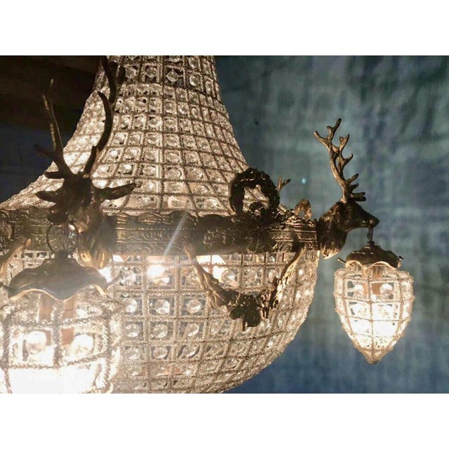 Mid-20c French Louis XVI Rococo Gold Bronze XL Chandeliers Pair For Sale - Image 10 of 15