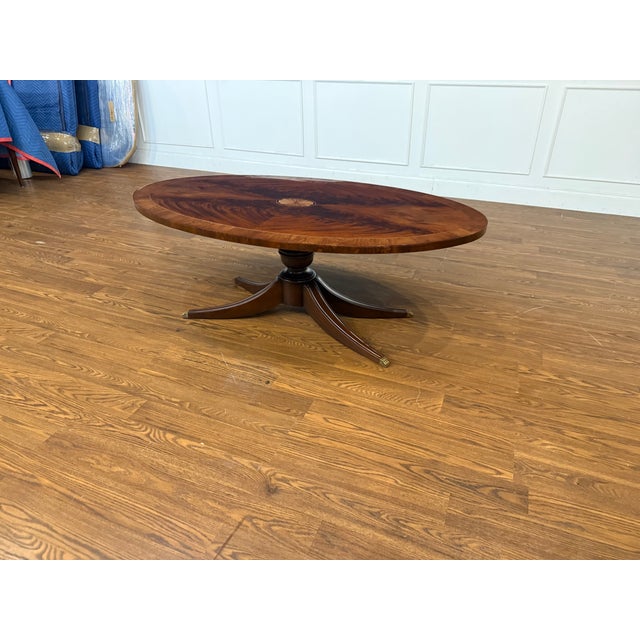 Georgian Oval Mahogany Cocktail Table by Leighton Hall - Showroom Sample For Sale - Image 16 of 17