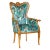 Vintage Italian Carved Walnut Armchair with Birds of Paradise Upholstery For Sale