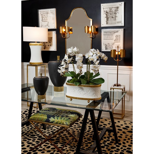 2020s Lauderdale Brass Bamboo Leg Bench, Forest For Sale - Image 5 of 6