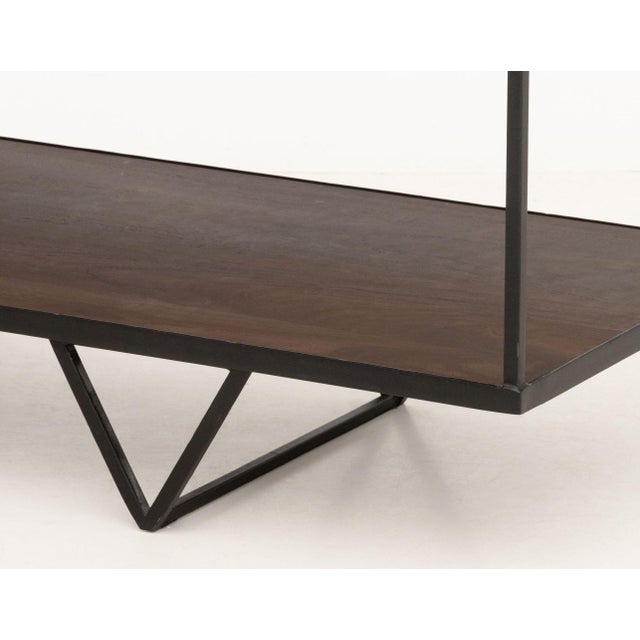 Early 21st Century Geometric Design Walnut and Black Patinated Steel Two-Tier Coffee Table For Sale - Image 5 of 6