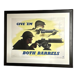 Jean Carlu Give 'Em Both Barrels 1941 Us Government Propaganda Ww2 Offset Lithograph Print