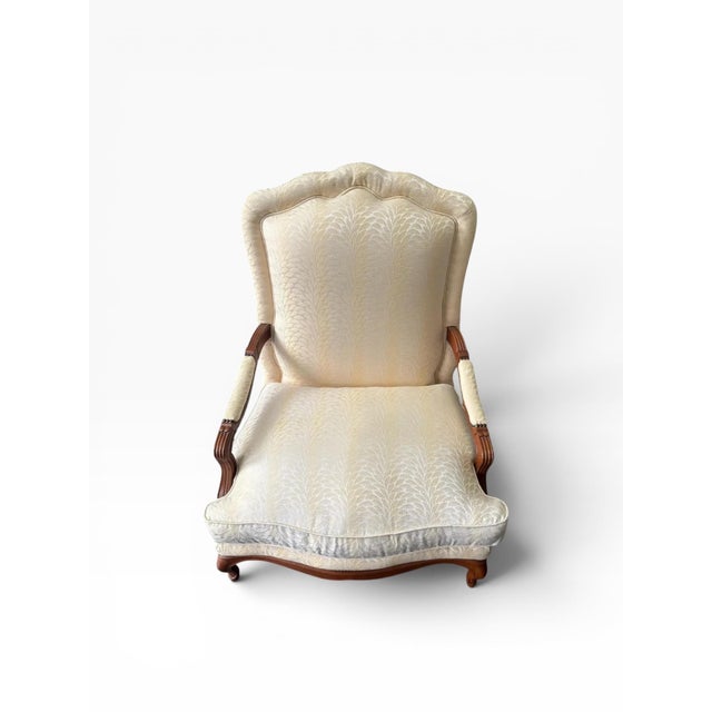 Cream 1990s Baker Furniture French Provincial Louis XV Oversized Fauteuil Chairs For Sale - Image 8 of 13