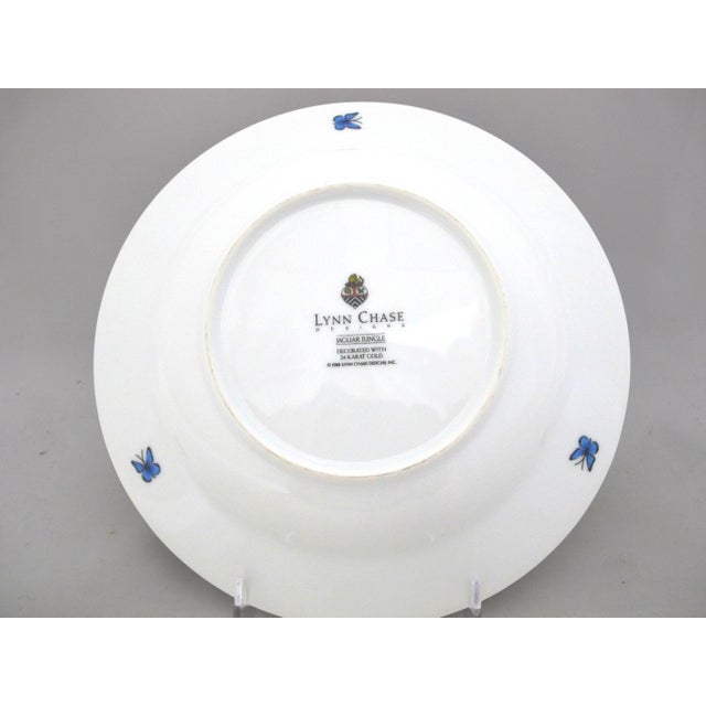 Lynn Chase 1988 Safari Jaguar Jungle Cat 24k Gold Detail 9 1/4" Rimmed Soup Bowl For Sale - Image 11 of 11
