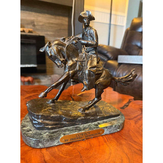Late 20th Century Frederic Remington “Cowboy” Bronze Sculpture For Sale - Image 4 of 6