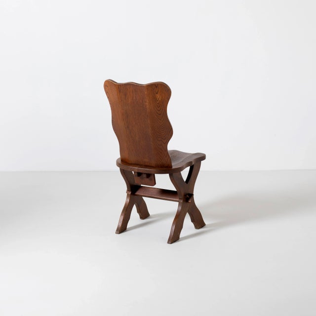Wood Dutch Brutalist Dining Chairs in Stained Oak, 1970s, Set of 6 For Sale - Image 7 of 12