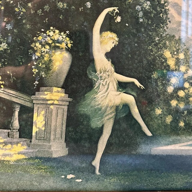 Large Antique 1920s Art Nouveau R. Atkinson Fox Framed Print - Dancing Maidens This is a large antique print of R....