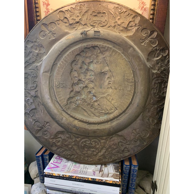 Brass Brass Repousse Louis XIV Platter For Sale - Image 8 of 10