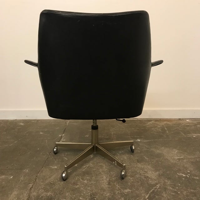 MidCentury Modern Adjustable Black Leather Office Chair by Erik