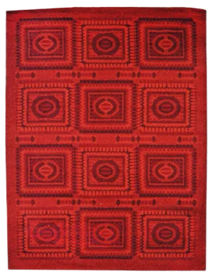 Vintage Red Mosaic Carpet, 1970s