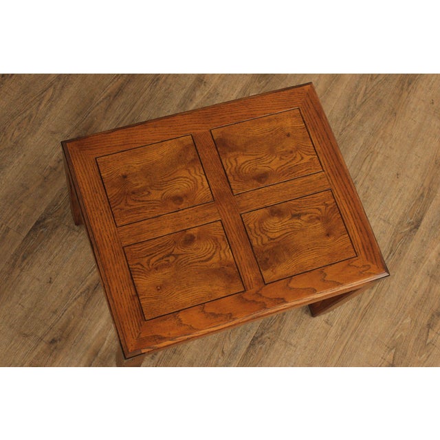 Henredon Henredon 'Artefacts' Oak and Brass Campaign End Table For Sale - Image 4 of 12