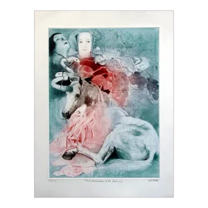 G H Rothe Transformation of the Unicorn Original Art Mezzotint Etching