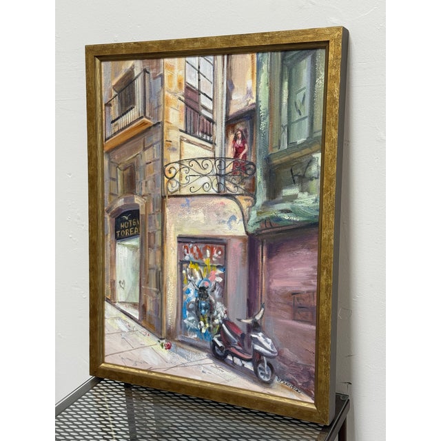 Design Plus Gallery presents a European Street Scene Original Oil on Canvas by Barbara Fracchia. This original painting by...