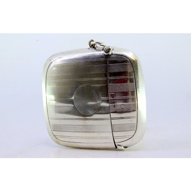 Guilloche Silver Matchbox with Bands at the Top Surrounding a Monogram Card For Sale - Image 6 of 8