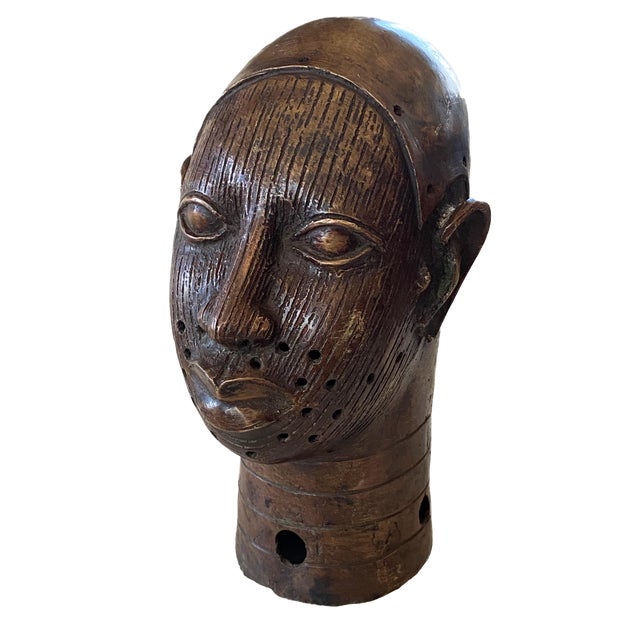 Benin Bronze Head of Oba Nigeria African Chairish