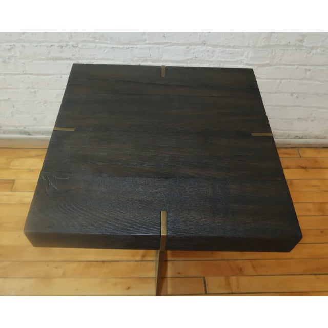 Contemporary Wood&Brass Side Table For Sale - Image 3 of 5