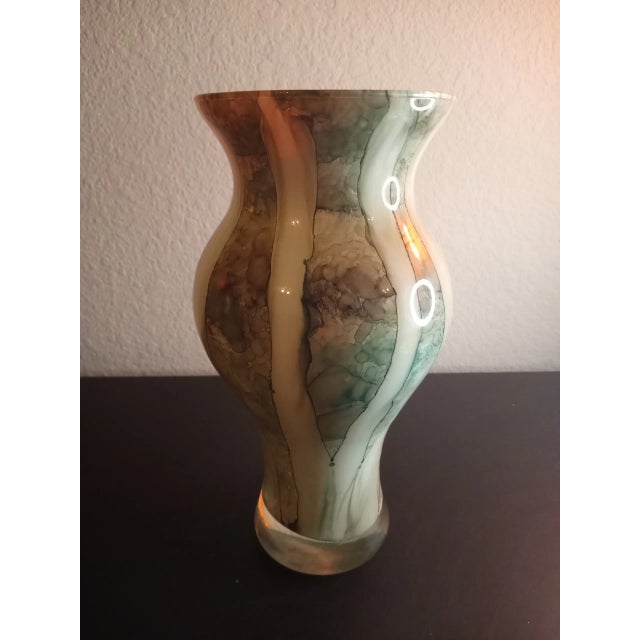 1980s Art Glass Drip Glazed Decorative Vase For Sale - Image 4 of 7