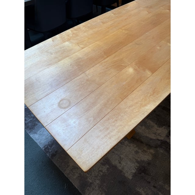 Tan Boat Shaped Trestle Dining Room Table For Sale - Image 8 of 12