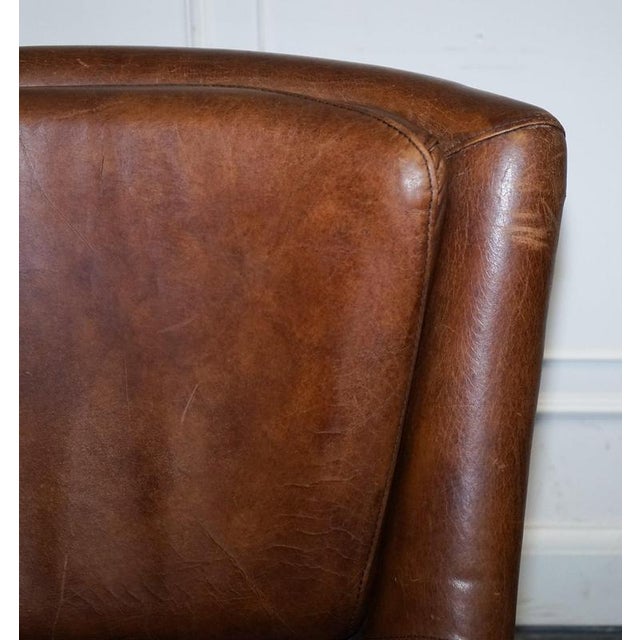 Vintage Brown Heritage Leather Reading Lounge Armchair in the style of Halo and Timothy Oulton For Sale - Image 12 of 16