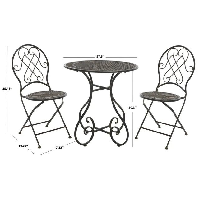 Adriel 3 Piece Bistro Set - Black Rust For Sale - Image 4 of 8