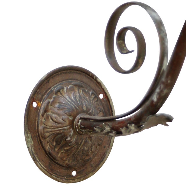 Art Nouveau French Brass and Frosted Glass Wall Lamp For Sale - Image 3 of 7