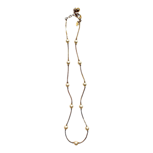 1990s Monet Pearl Goldtone Snake Chain Necklace