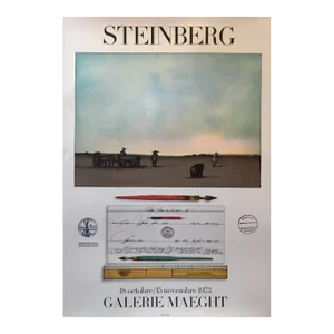 1973 Original French Saul Steinberg Exhibition Poster, Galerie Maeght (Pencil)