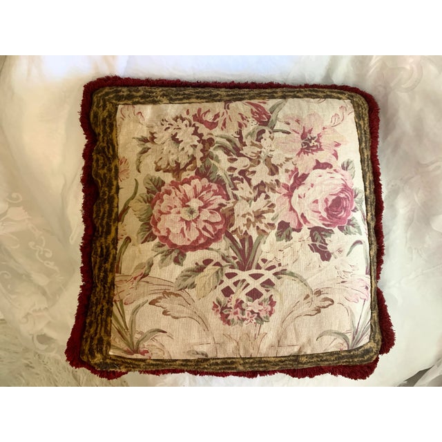 1990s Vintage Ralph Lauren Guinevere Aragon Medieval Floral & Animal Print Decorative Pillow For Sale - Image 5 of 12