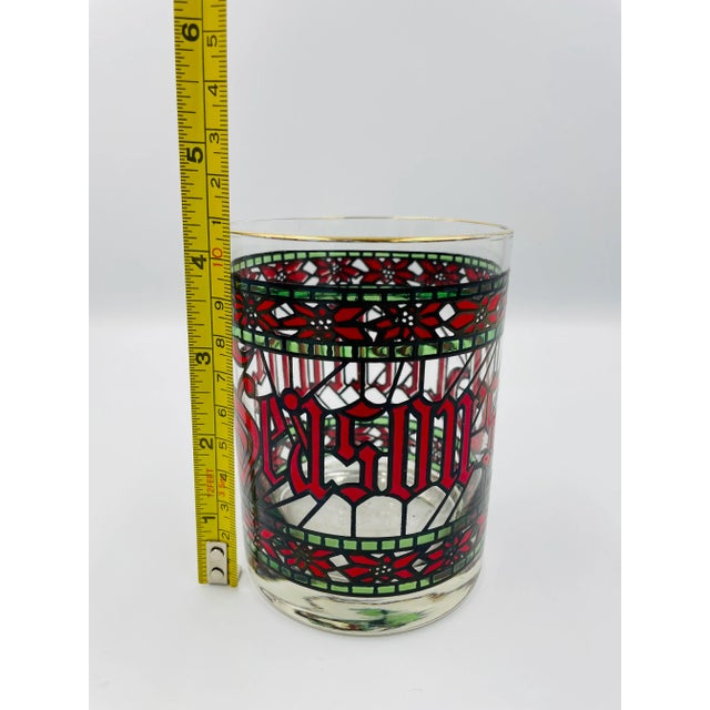 Transparent Vintage Mid Century Houze “Seasons Greetings” Lowball Glasses - Set of 4 For Sale - Image 8 of 11