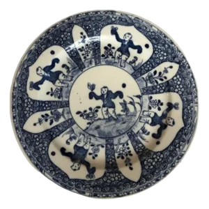 Antique Chinese Blue & White Hand Painted Plate, 1860s