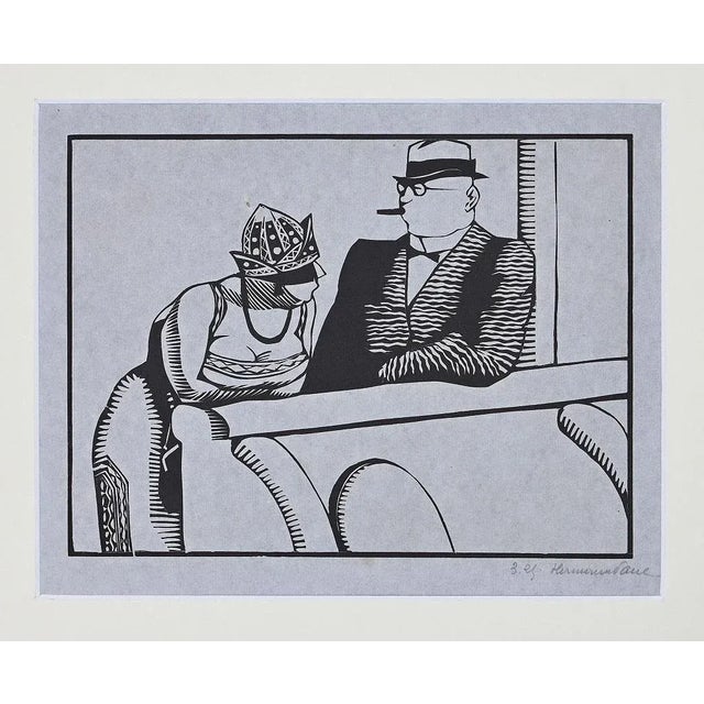 Hermann-Paul, The Conversation, Woodcut, 1920s For Sale - Image 3 of 3