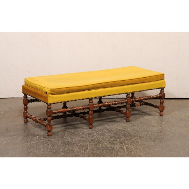 French French Upholstered 5 Ft Bench, Mid 20th C. For Sale - Image 3 of 11